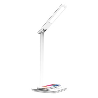 Design LED Tischlampe induktiv silber & wei USB...