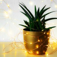 LED Kupferkabel Set 20m 200 LEDs warmweiß für 3xAA Batterie mit Fernbedienung