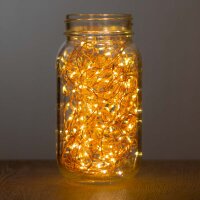LED Kupferkabel Set 20m 200 LEDs warmweiß für 3xAA Batterie mit Fernbedienung