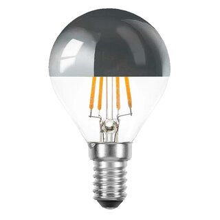 LED Filament Tropfen 4W = 40W E14 Kopfspiegel silber...