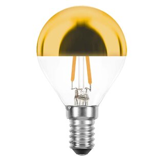 LED Filament Tropfen 2W = 25W 180lm E14 Kopfspiegel gold warmweiß 2700K