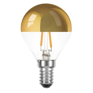LED Filament Tropfen 2W = 25W E14 Kopfspiegel gold...